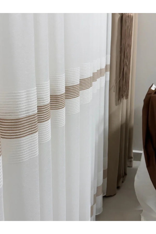 NİVEMESHOME TREND SCHIERENDETAILLIERTES 1/3 DICKFALTIGES TÜLLGARDINE APM