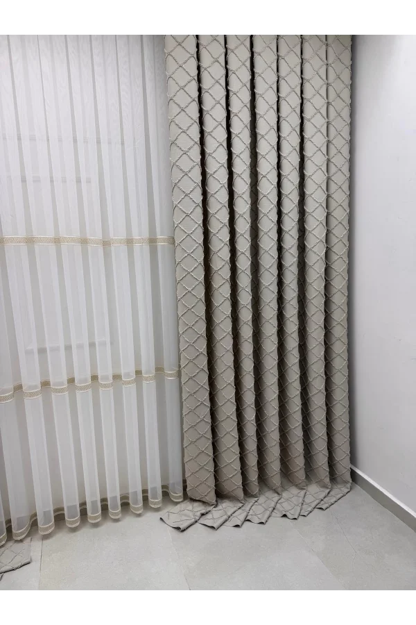 NİVEMESHOME TUNA 105 ROSEN KURUSU 1/3 DICKES GESCHMÜCKTES VORHANG APF