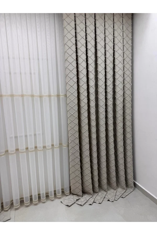 NİVEMESHOME TUNA 105 ROSEN KURUSU 1/3 DICKES GESCHMÜCKTES VORHANG APF