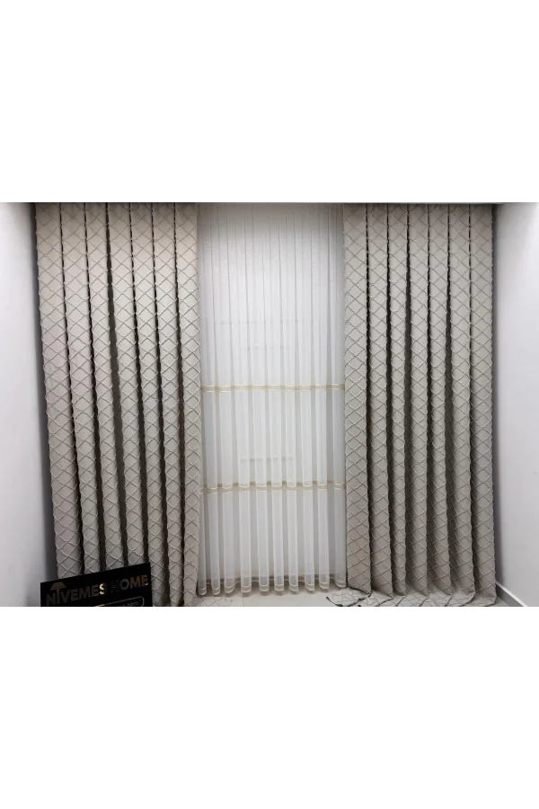 NİVEMESHOME TUNA 105 ROSEN KURUSU 1/3 DICKES GESCHMÜCKTES VORHANG APF