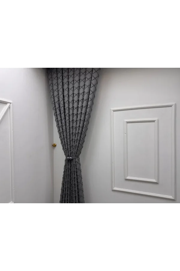 NİVEMESHOME TUNA 107 K.GRİ 1/3 SIK PİLELİ FON PERDE APM