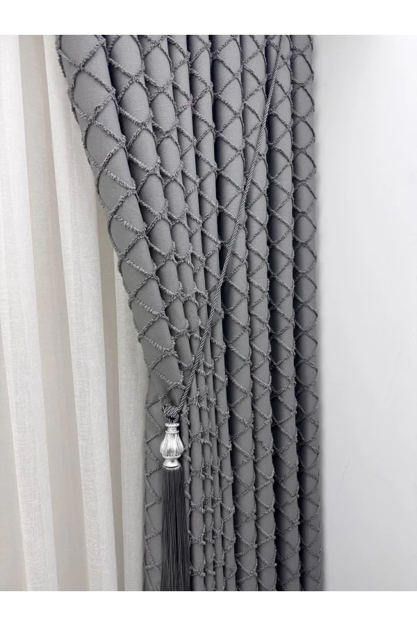 NİVEMESHOME TUNA 107 K.GRİ 1/3 SIK PİLELİ FON PERDE APM