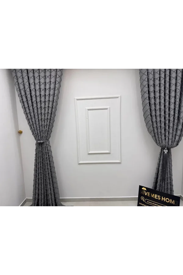 NİVEMESHOME TUNA 107 K.GRİ 1/3 SIK PİLELİ FON PERDE APM