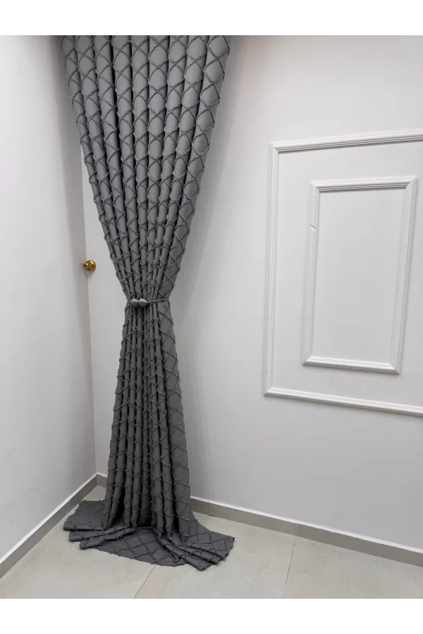 NİVEMESHOME TUNA 107 K.GRİ 1/3 SIK PİLELİ FON PERDE APM