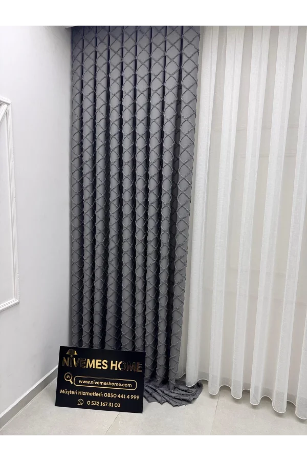 NİVEMESHOME TUNA 107 K.GRİ 1/3 SIK PİLELİ FON PERDE APM