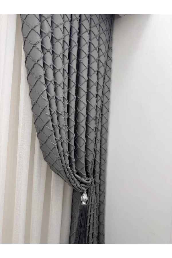 NİVEMESHOME TUNA 107 K.GRİ 1/3 SIK PİLELİ FON PERDE APM