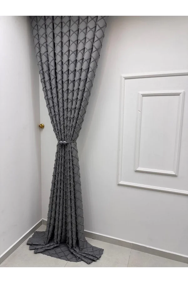 NİVEMESHOME TUNA 107 K.GRİ 1/3 SIK PİLELİ FON PERDE APM