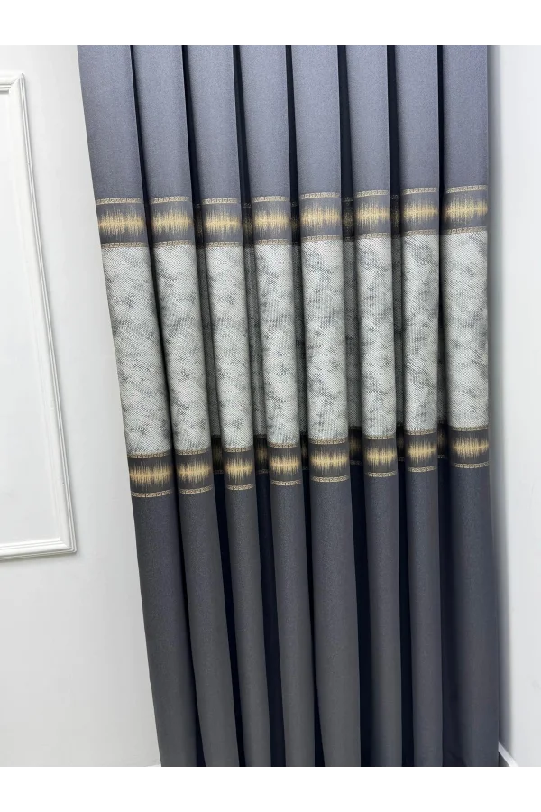 NİVEMESHOME  UMUT FJ614365 V_2522 ANTRASİT 1/3 SIK PİLE FON PERDE APM