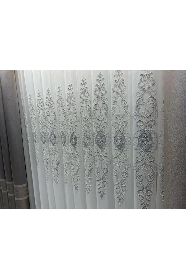 NİVEMESHOME URANYUM V-6113 PLISADO APRETADO DETALLE PLATA TUL DE CORTINA APM