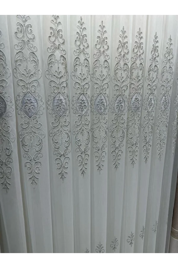 NİVEMESHOME URANYUM V-6113 PLISADO APRETADO DETALLE PLATA TUL DE CORTINA APM