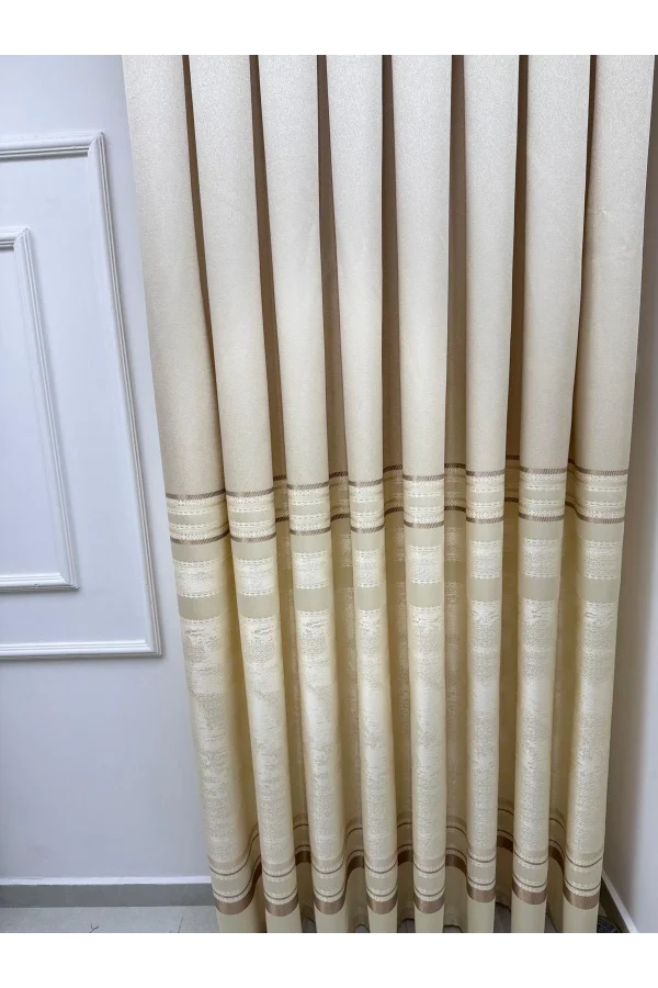 NİVEMESHOME URLA V-101 KREM 1/3 SIK PİLELİ FON PERDE APM