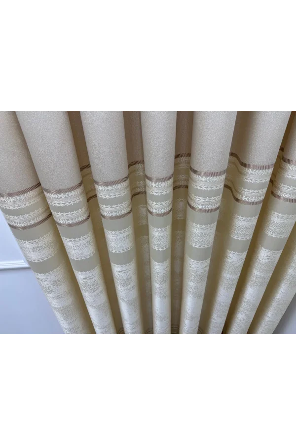 NİVEMESHOME URLA V-101 KREM 1/3 SIK PİLELİ FON PERDE APM