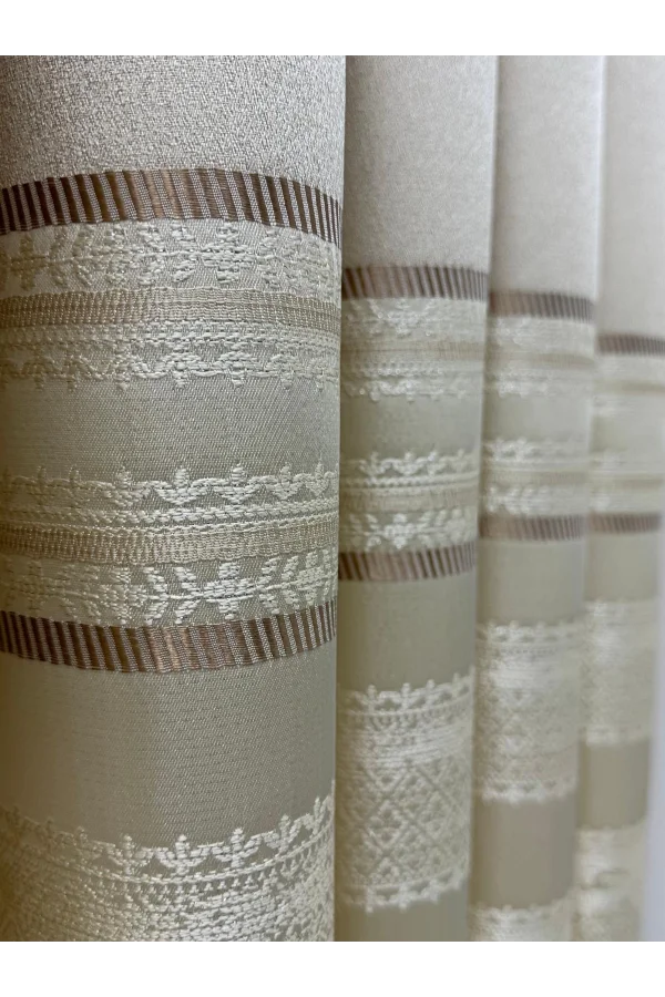 NİVEMESHOME URLA V-101 KREM 1/3 SIK PİLELİ FON PERDE APM