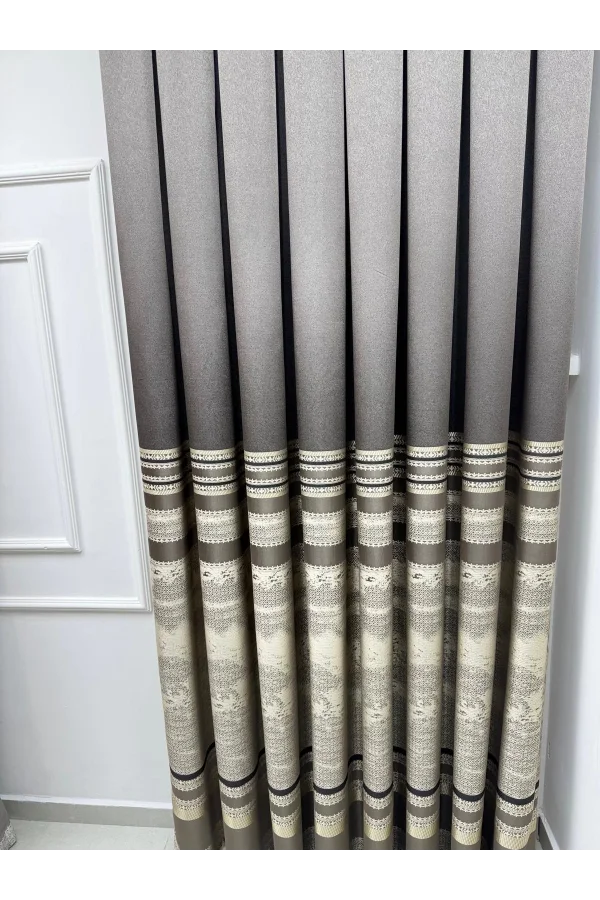 NİVEMESHOME URLA V-5302  TOPRAK 1/3 SIK PİLELİ FON PERDE APM