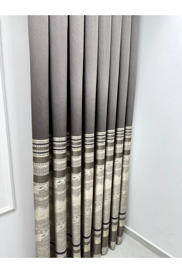 NİVEMESHOME URLA V-5302  TOPRAK 1/3 SIK PİLELİ FON PERDE APM