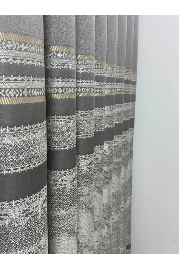 NİVEMESHOME URLA V-5404 GRİ 1/3 SIK PİLELİ FON PERDE APM