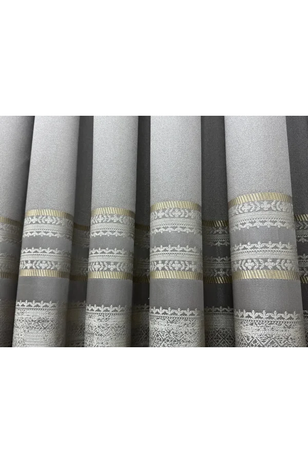 NİVEMESHOME URLA V-5404 GRİ 1/3 SIK PİLELİ FON PERDE APM