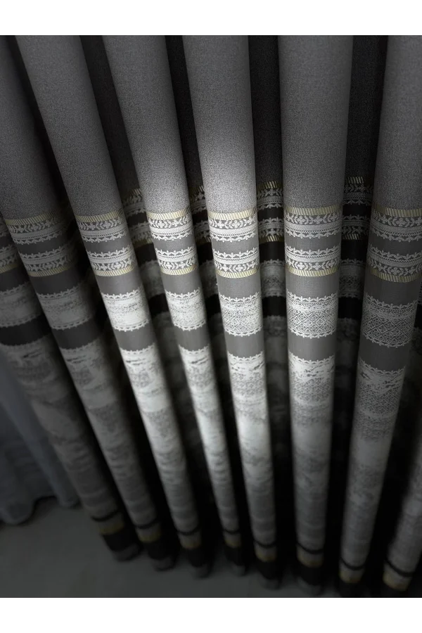 NİVEMESHOME URLA V-5404 GRİ 1/3 SIK PİLELİ FON PERDE APM