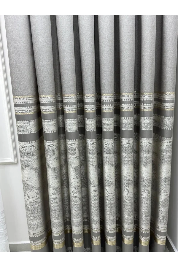 NİVEMESHOME URLA V-5404 GRİ 1/3 SIK PİLELİ FON PERDE APM