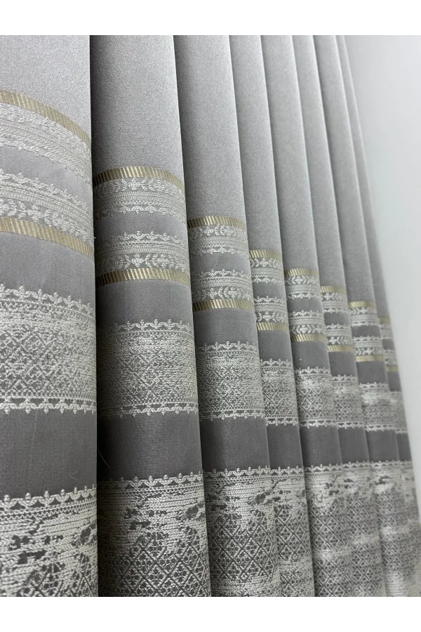 NIVEMESHOME URLA V-5404 GRİ 1/3 SIK PİLELİ FON PERDE APM