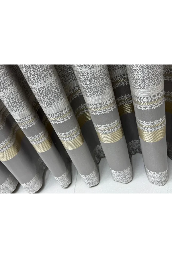 NİVEMESHOME URLA V-5404 GRİ 1/3 SIK PİLELİ FON PERDE APM