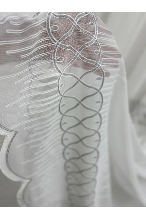 NİVEMESHOME V-105 MARİNA GÜMÜŞ  1/2,5 PİLELİ  BAMBU TÜL PERDE