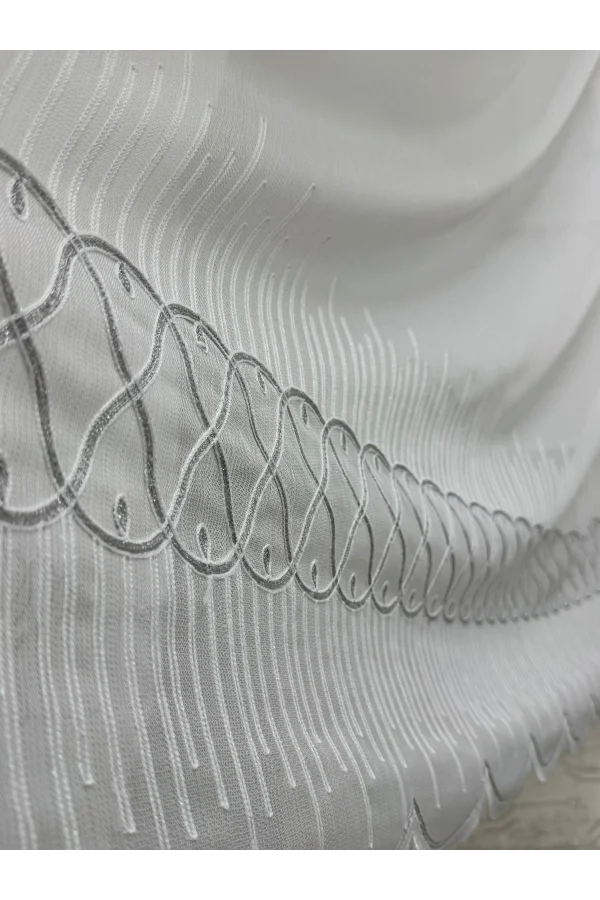 NİVEMESHOME V-105 MARİNA GÜMÜŞ  1/2,5 PİLELİ  BAMBU TÜL PERDE