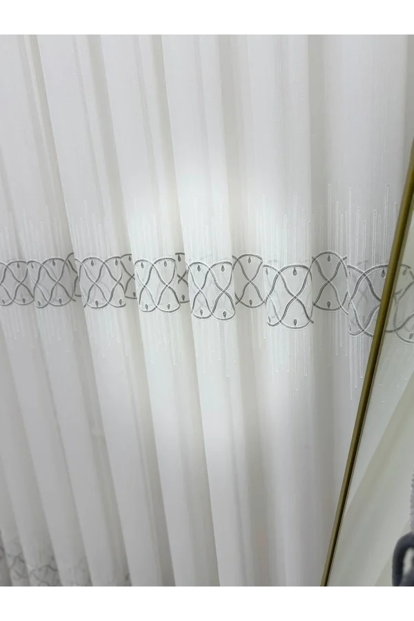 NİVEMESHOME V-105 MARİNA GÜMÜŞ  1/2,5 PİLELİ  BAMBU TÜL PERDE