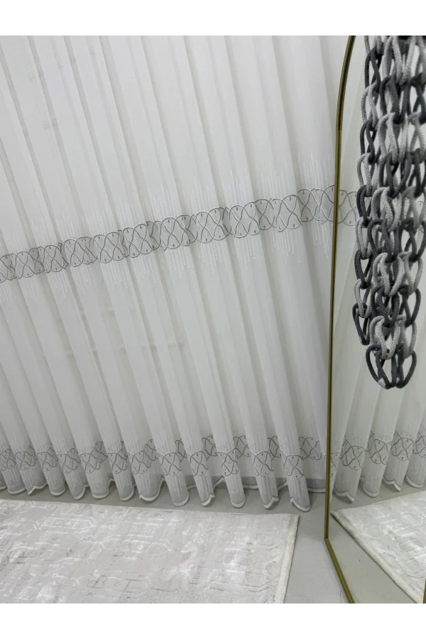 NİVEMESHOME V-105 MARİNA GÜMÜŞ  1/2,5 PİLELİ  BAMBU TÜL PERDE