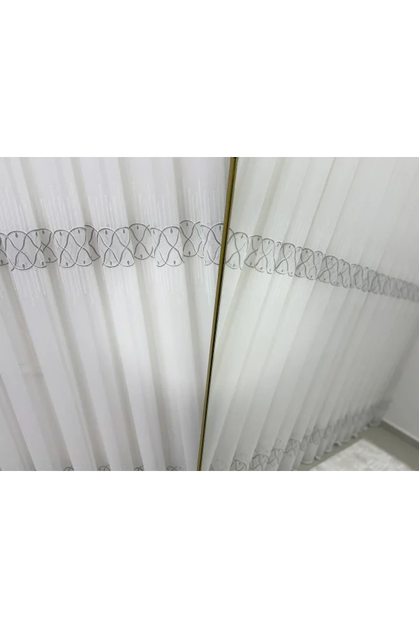 NİVEMESHOME V-105 MARİNA GÜMÜŞ 1/3 BAMBU TÜL PERDE
