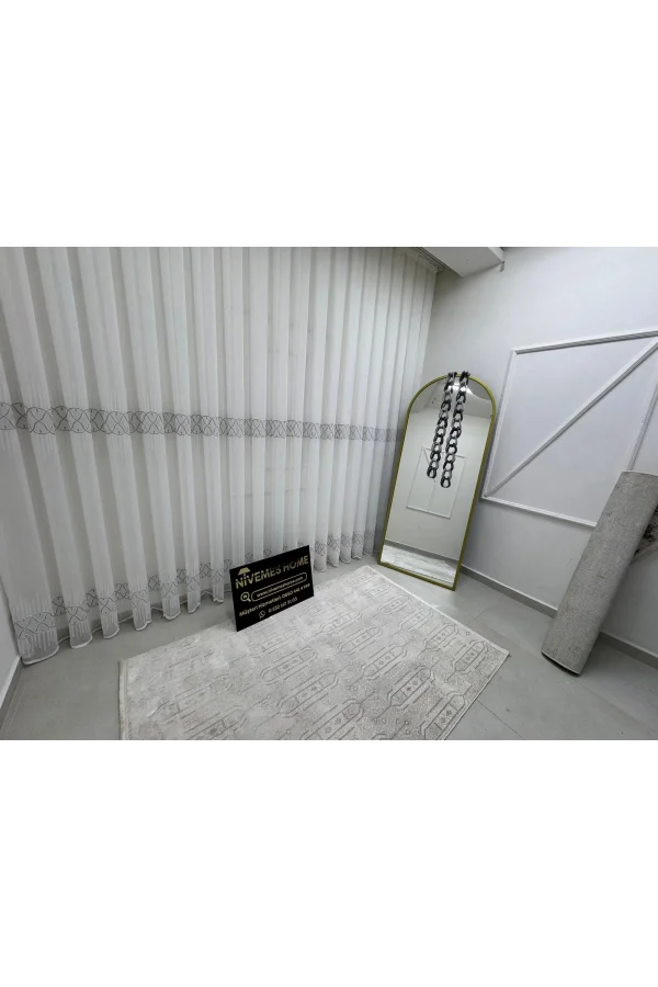 NİVEMESHOME V-105 MARİNA SILVER 1/3 BAMBU TULLE CURTAIN