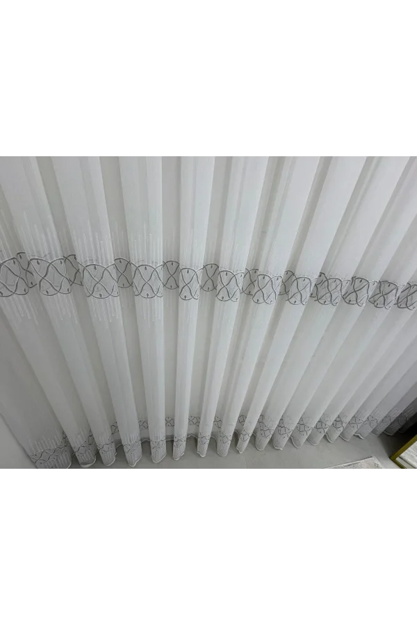 NİVEMESHOME V-105 MARİNA GÜMÜŞ  1/3 BAMBU TÜL PERDE