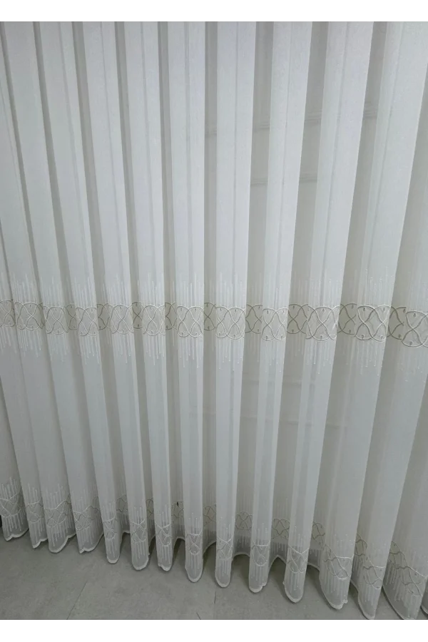 NİVEMESHOME V-117 MARİNA GOLD 1/2,5 BAMBU TÜL PERDE