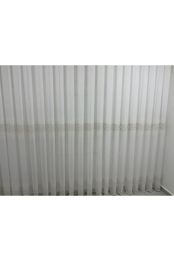 NİVEMESHOME V-117 MARİNA GOLD 1/2,5 BAMBU TÜL PERDE