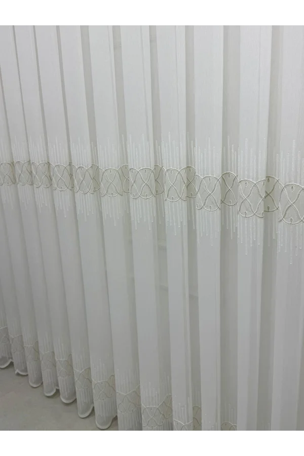 NİVEMESHOME V-117 MARİNA GOLD 1/2,5 BAMBU TÜL PERDE