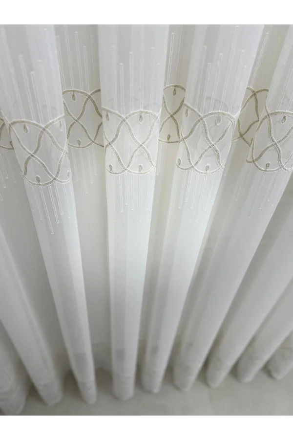 NİVEMESHOME V-117 MARİNA GOLD 1/2,5 BAMBU TÜL PERDE