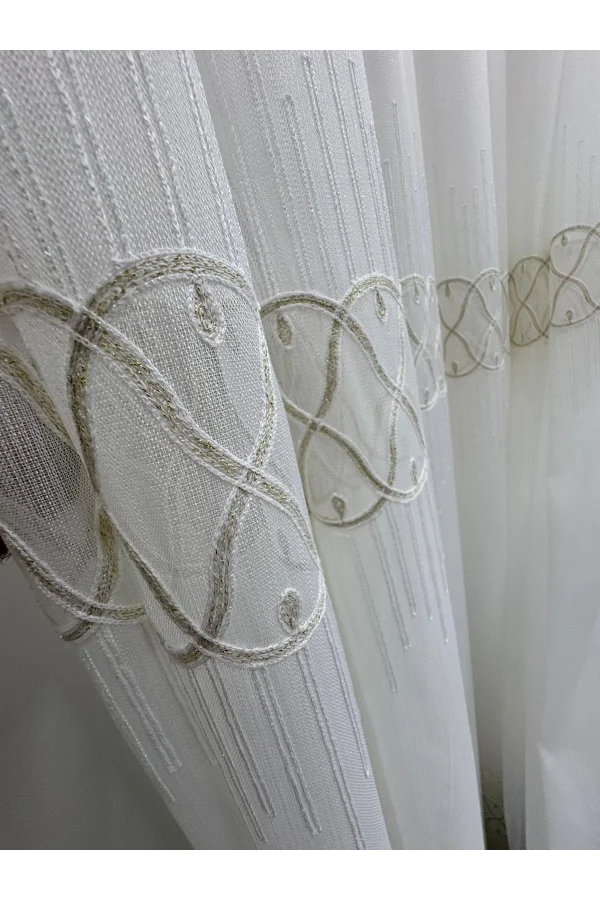 NİVEMESHOME V-117 MARİNA GOLD 1/2,5 BAMBU TÜL PERDE