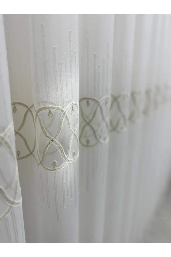 NİVEMESHOME V-117 MARİNA GOLD 1/3 BAMBU TÜL PERDE