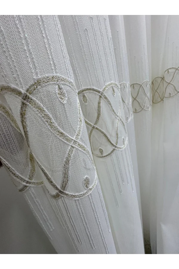 NİVEMESHOME V-117 MARİNA GOLD 1/3 BAMBU TÜL PERDE