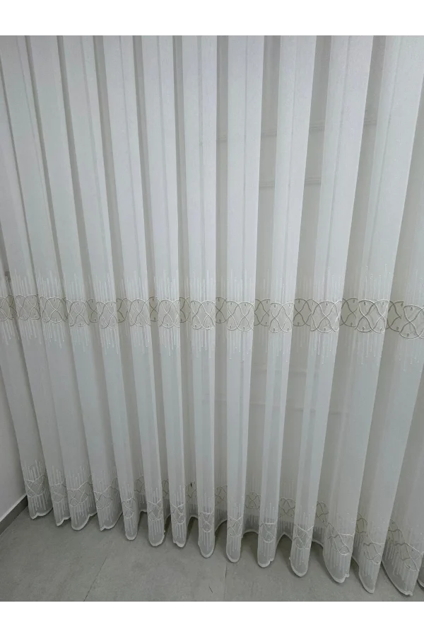 NİVEMESHOME V-117 MARİNA GOLD 1/3 BAMBU TÜL PERDE