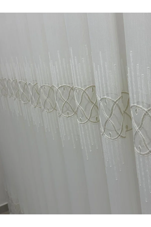 NİVEMESHOME V-117 MARİNA GOLD 1/3 BAMBU TÜL PERDE