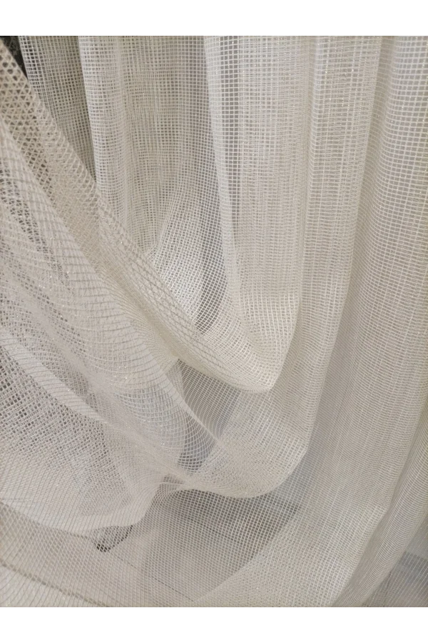 NİVEMESHOME VALDA KARE DESENLİ 1/3 SIK PİLE TÜL PERDE APM