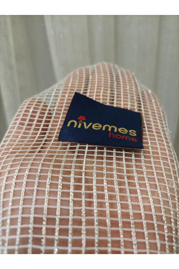 NİVEMESHOME VALDA KARE DESENLİ 1/3 SIK PİLE TÜL PERDE APM