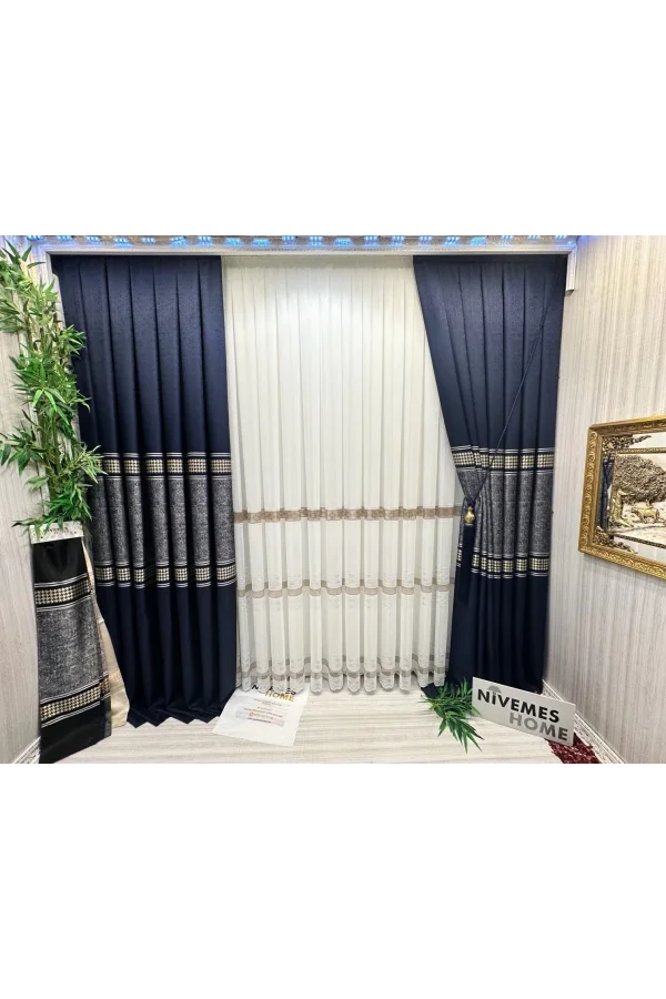 NİVEMESHOME ВЕНУС FJ631728 V-517 синий 1/3 тесный сборка штор АРМ