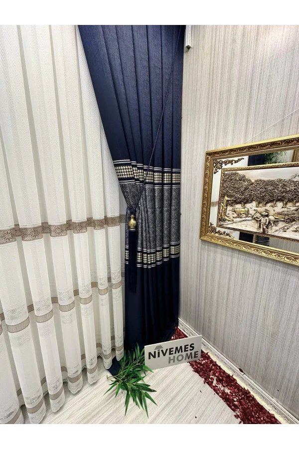 NİVEMESHOME ВЕНУС FJ631728 V-517 синий 1/3 тесный сборка штор АРМ