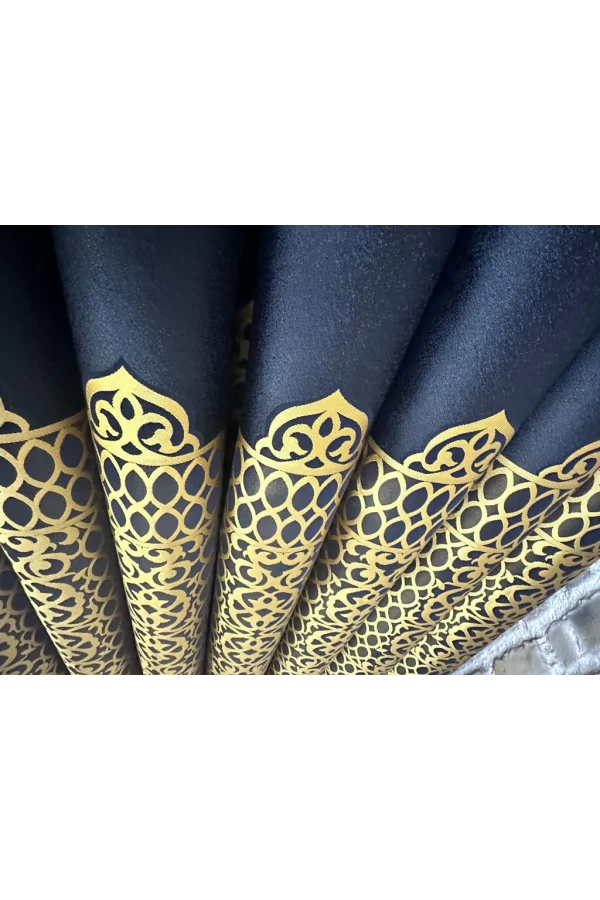 NİVEMESHOME VINTAGE DARK BLUE-GOLD 1/3 HEAVY PILE BACKGROUND CURTAIN APM