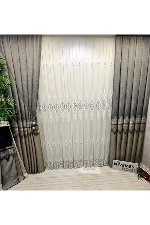 NİVEMESHOME YAREN 1/3 SIK PİLELİ TÜL PERDE APM