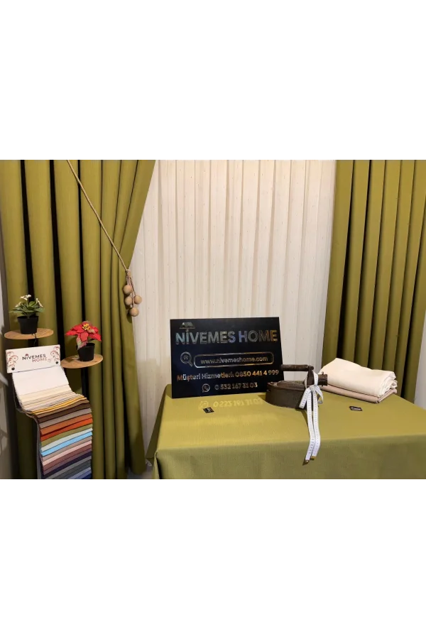 NİVEMESHOME YEŞİL 140X220 KETEN MASA ÖRTÜSÜ