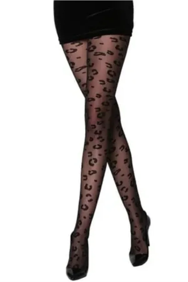 PENTİ CLASSY LEOPARD ЧЕРНЫЙ S/M С КОЛГОТКАМИ В ЛЕОПАРДОВЫЙ РИСУНОК