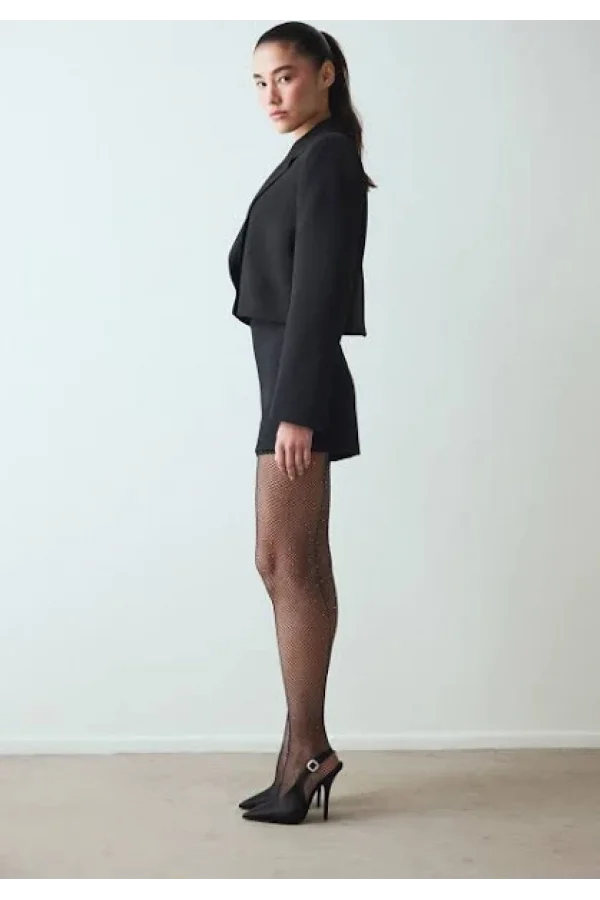 PENTİ TAŞLI FİLE KÜLOTLU ÇORAP SİYAH S/M